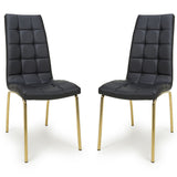 Faux Leather Dining Chairs in Set Of 2 With Gold Metal Legs - Jenner