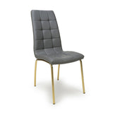 Faux Leather Dining Chairs in Set Of 2 With Gold Metal Legs - Jenner