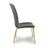 Faux Leather Dining Chairs in Set Of 2 With Gold Metal Legs - Jenner