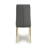 Faux Leather Dining Chairs in Set Of 2 With Gold Metal Legs - Jenner