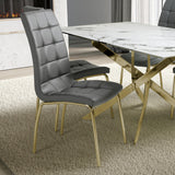 Faux Leather Dining Chairs in Set Of 2 With Gold Metal Legs - Jenner