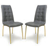 Faux Leather Dining Chairs in Set Of 2 With Gold Metal Legs - Jenner