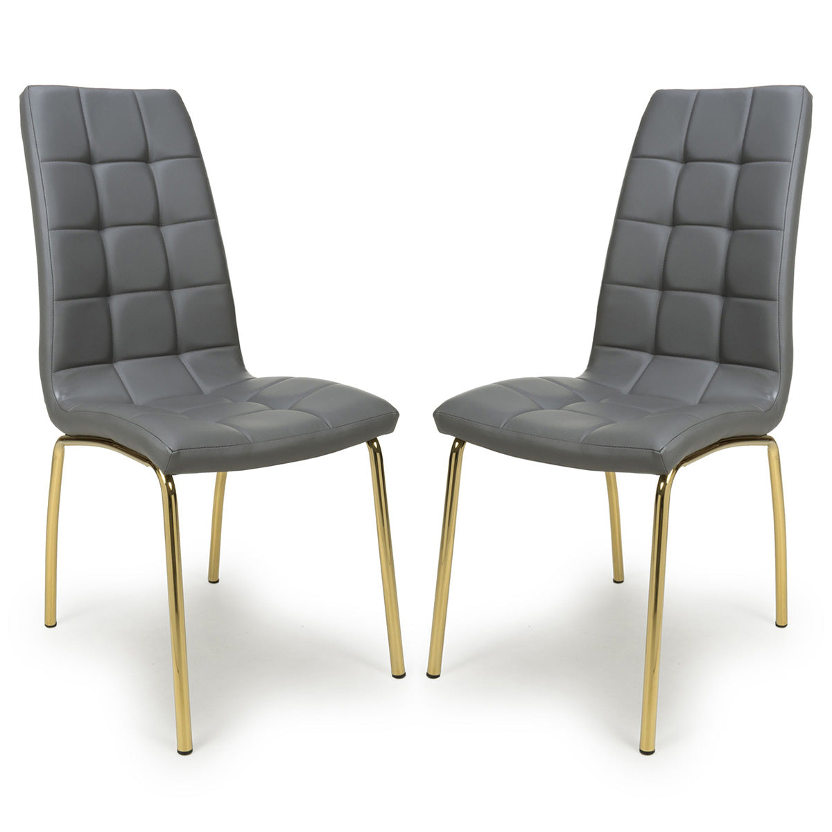 Faux Leather Dining Chairs in Set Of 2 With Gold Metal Legs - Jenner
