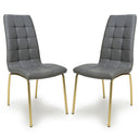 Faux Leather Dining Chairs in Set Of 2 With Gold Metal Legs - Jenner