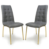 Faux Leather Dining Chairs in Set Of 2 With Gold Metal Legs - Jenner