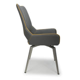 Faux Leather Dining Chairs in Set Of 2 With Swivel Function - Mako