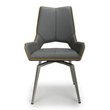 Faux Leather Dining Chairs in Set Of 2 With Swivel Function - Mako
