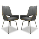 Faux Leather Dining Chairs in Set Of 2 With Swivel Function - Mako