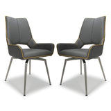 Faux Leather Dining Chairs in Set Of 2 With Swivel Function - Mako