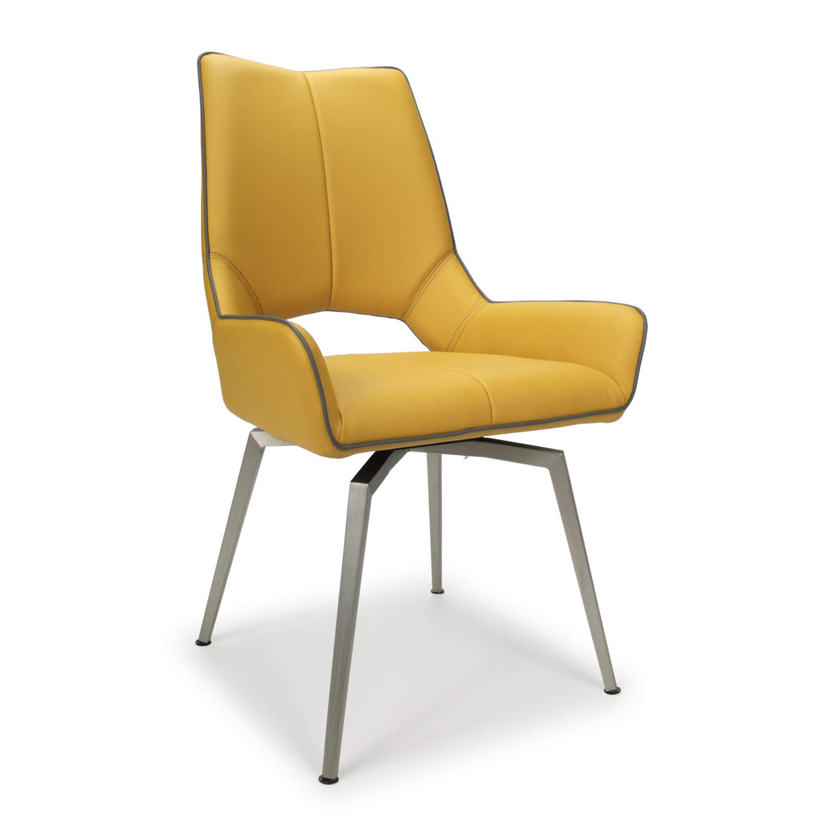 Faux Leather Dining Chairs in Set Of 2 With Swivel Function - Mako