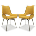 Faux Leather Dining Chairs in Set Of 2 With Swivel Function - Mako
