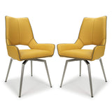 Faux Leather Dining Chairs in Set Of 2 With Swivel Function - Mako