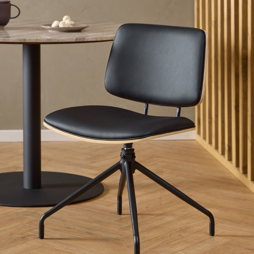Faux Leather Dining Chairs in Set of 2 With Swivel Function - Owen