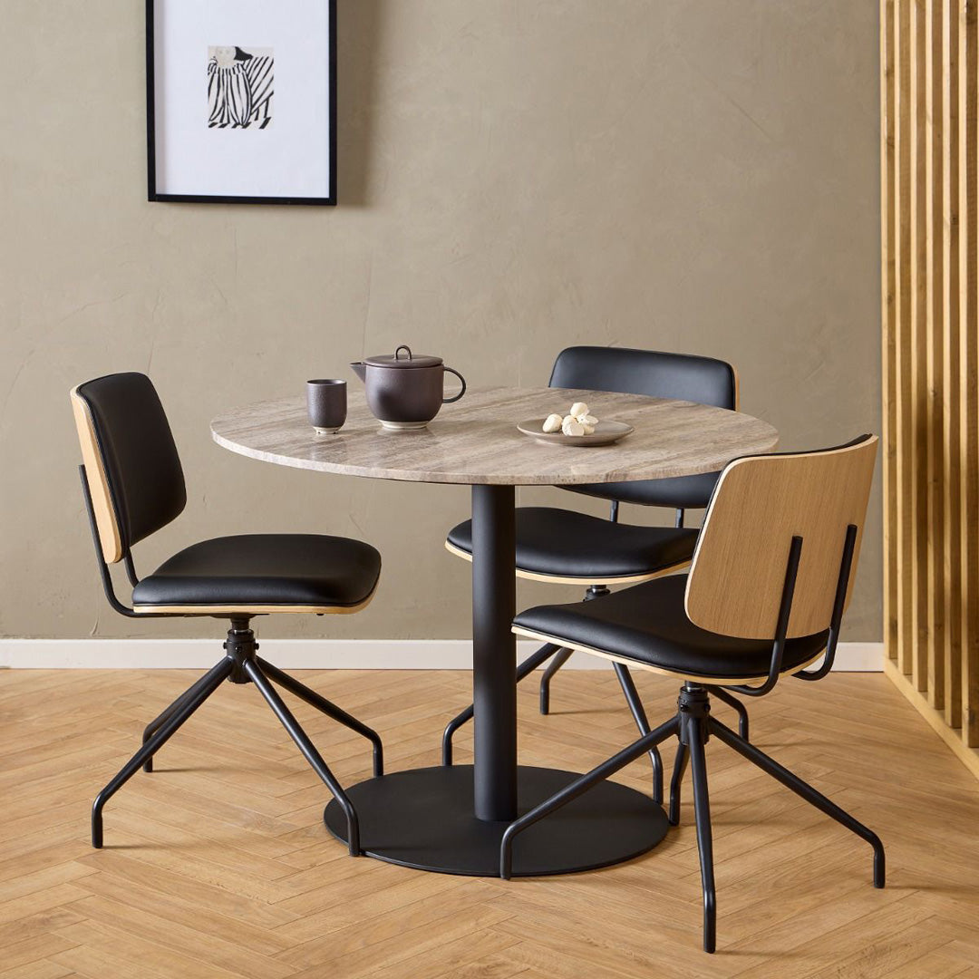 Faux Leather Dining Chairs in Set of 2 With Swivel Function - Owen