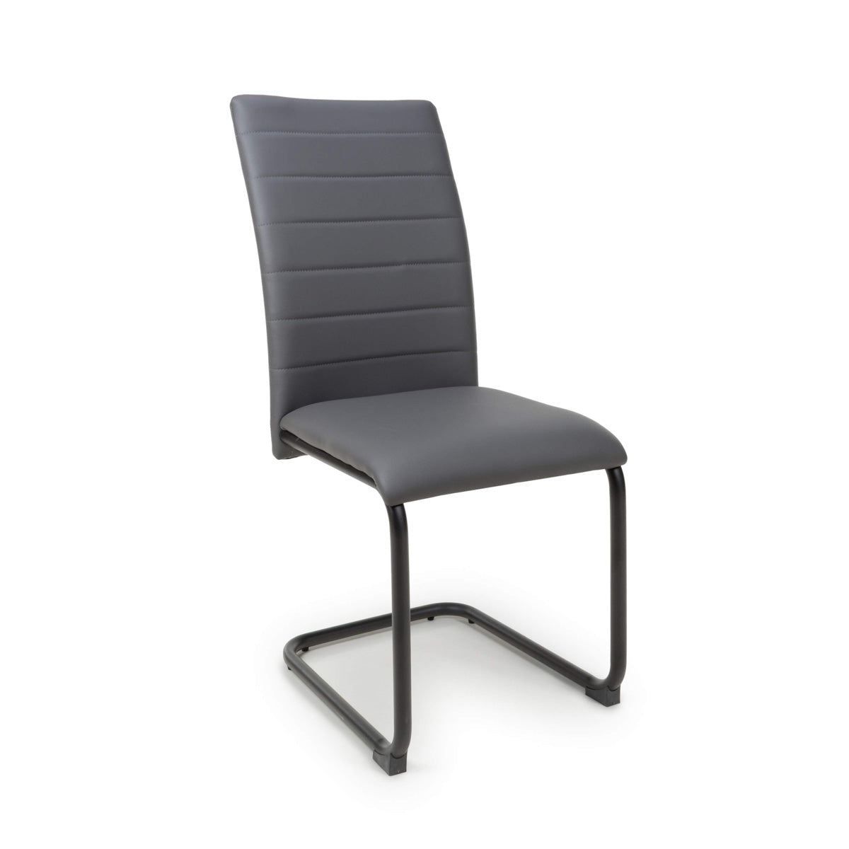 Faux Leather Dining Chairs in Set Of 4 With Black Metal Cantilever Legs - Carlisle