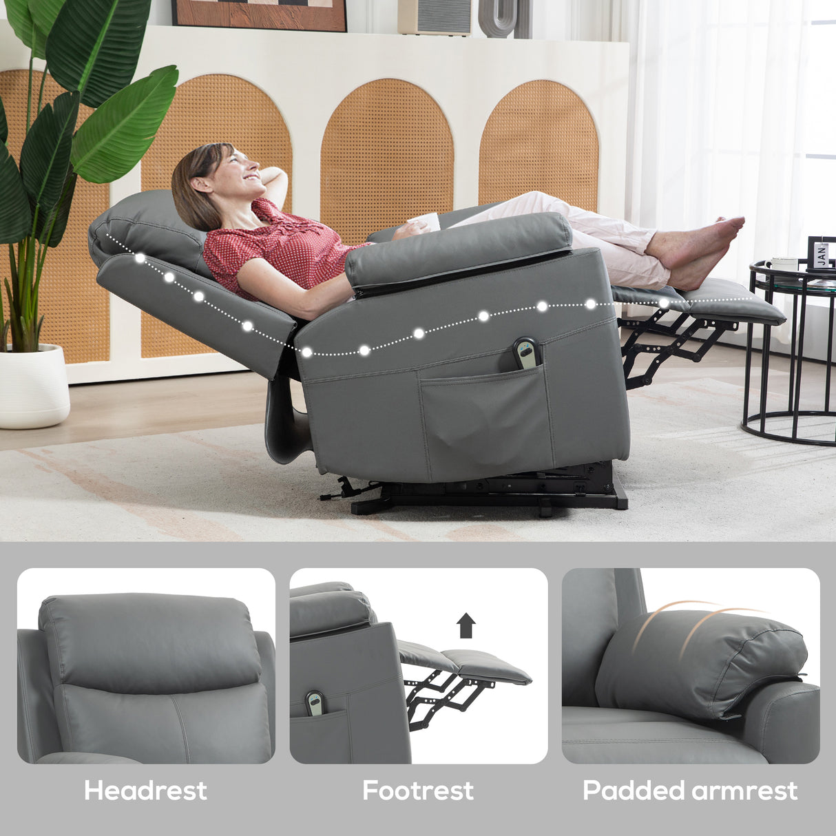 Faux Leather Electric Recliner Chair 83cm Wide - Velmora