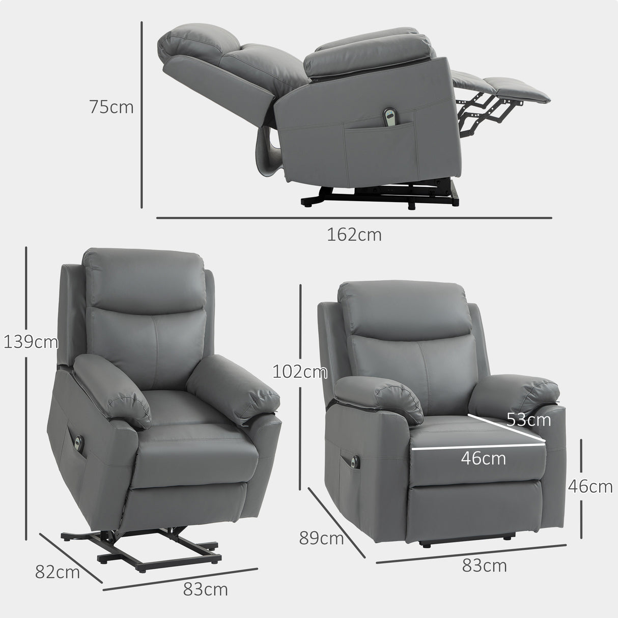 Faux Leather Electric Recliner Chair 83cm Wide - Velmora