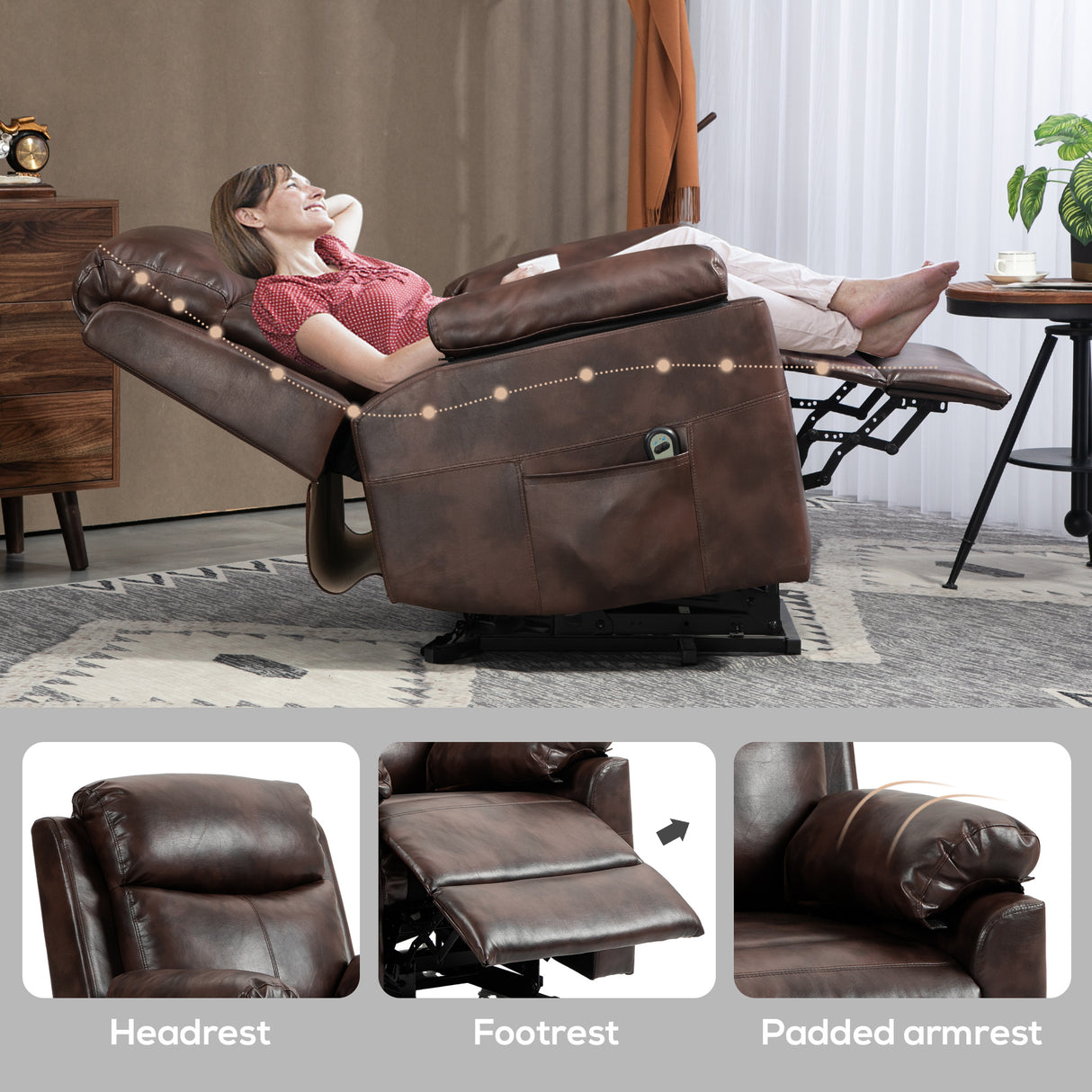 Faux Leather Electric Recliner Chair 83cm Wide - Velmora