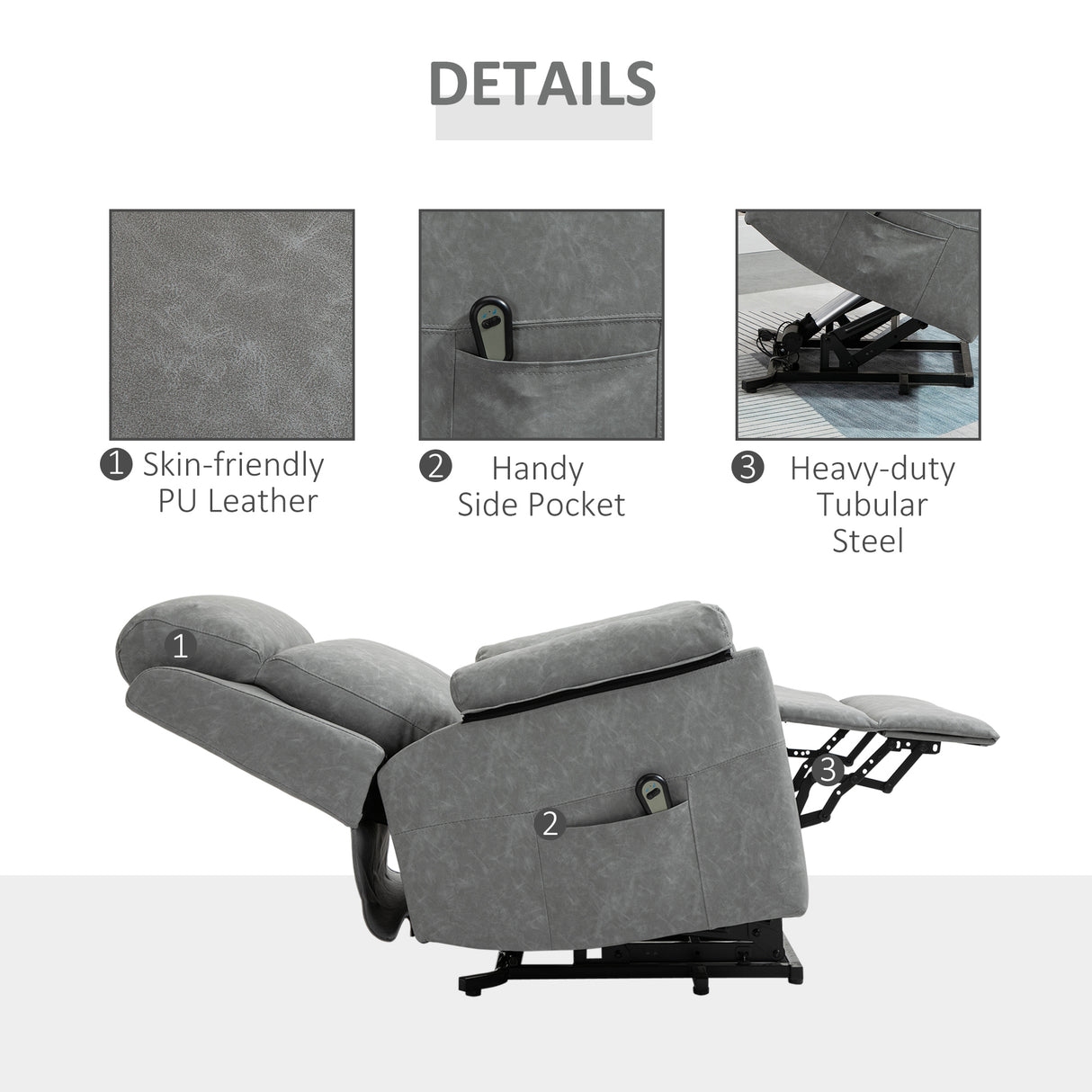 Faux Leather Electric Recliner Chair 83cm Wide - Velmora