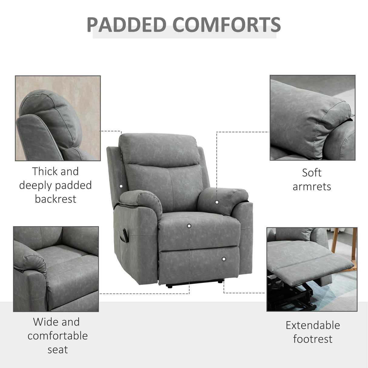 Faux Leather Electric Recliner Chair 83cm Wide - Velmora