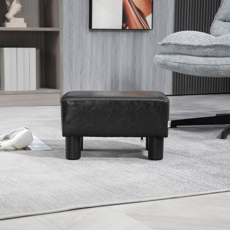 Faux Leather Footstool 40cm Wide With Plastic Legs - Velmora