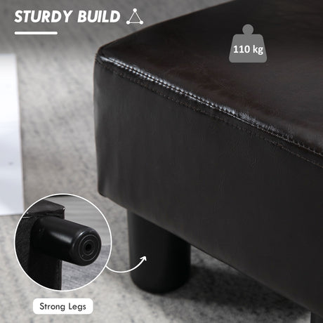 Faux Leather Footstool 40cm Wide With Plastic Legs - Velmora