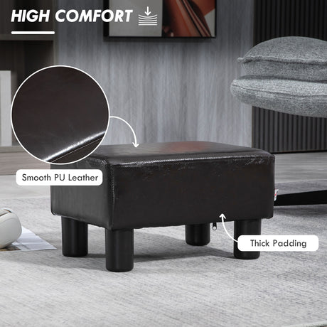 Faux Leather Footstool 40cm Wide With Plastic Legs - Velmora