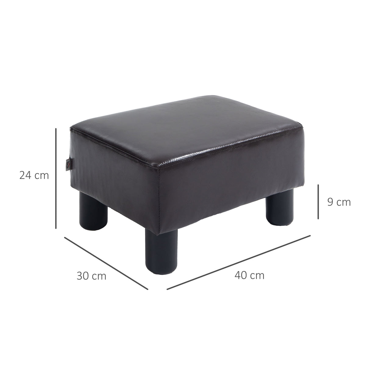 Faux Leather Footstool 40cm Wide With Plastic Legs - Velmora