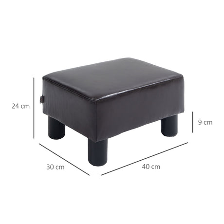 Faux Leather Footstool 40cm Wide With Plastic Legs - Velmora