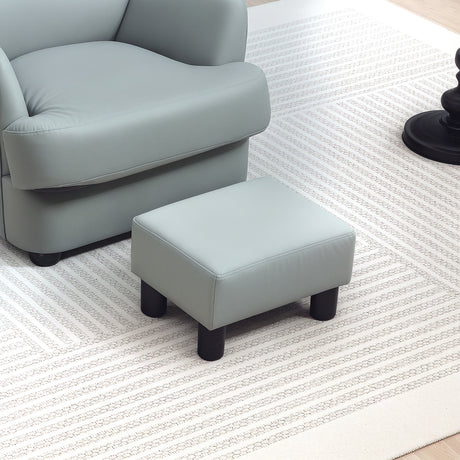 Faux Leather Footstool 40cm Wide With Plastic Legs - Velmora