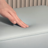 Faux Leather Footstool 40cm Wide With Plastic Legs - Velmora