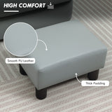 Faux Leather Footstool 40cm Wide With Plastic Legs - Velmora