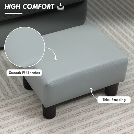 Faux Leather Footstool 40cm Wide With Plastic Legs - Velmora