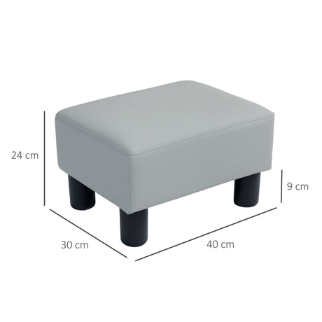 Faux Leather Footstool 40cm Wide With Plastic Legs - Velmora