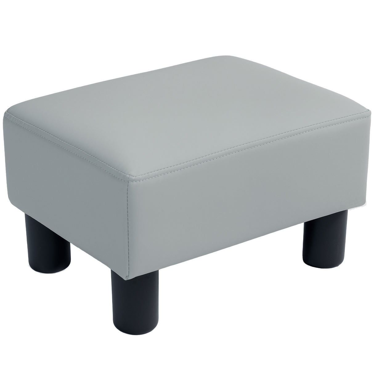 Faux Leather Footstool 40cm Wide With Plastic Legs - Velmora