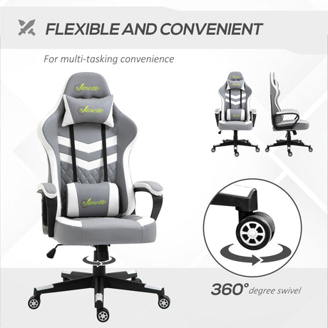 Faux Leather Gaming Chair 61cm Wide With Headrest - Velmora