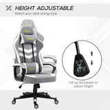 Faux Leather Gaming Chair 61cm Wide With Headrest - Velmora