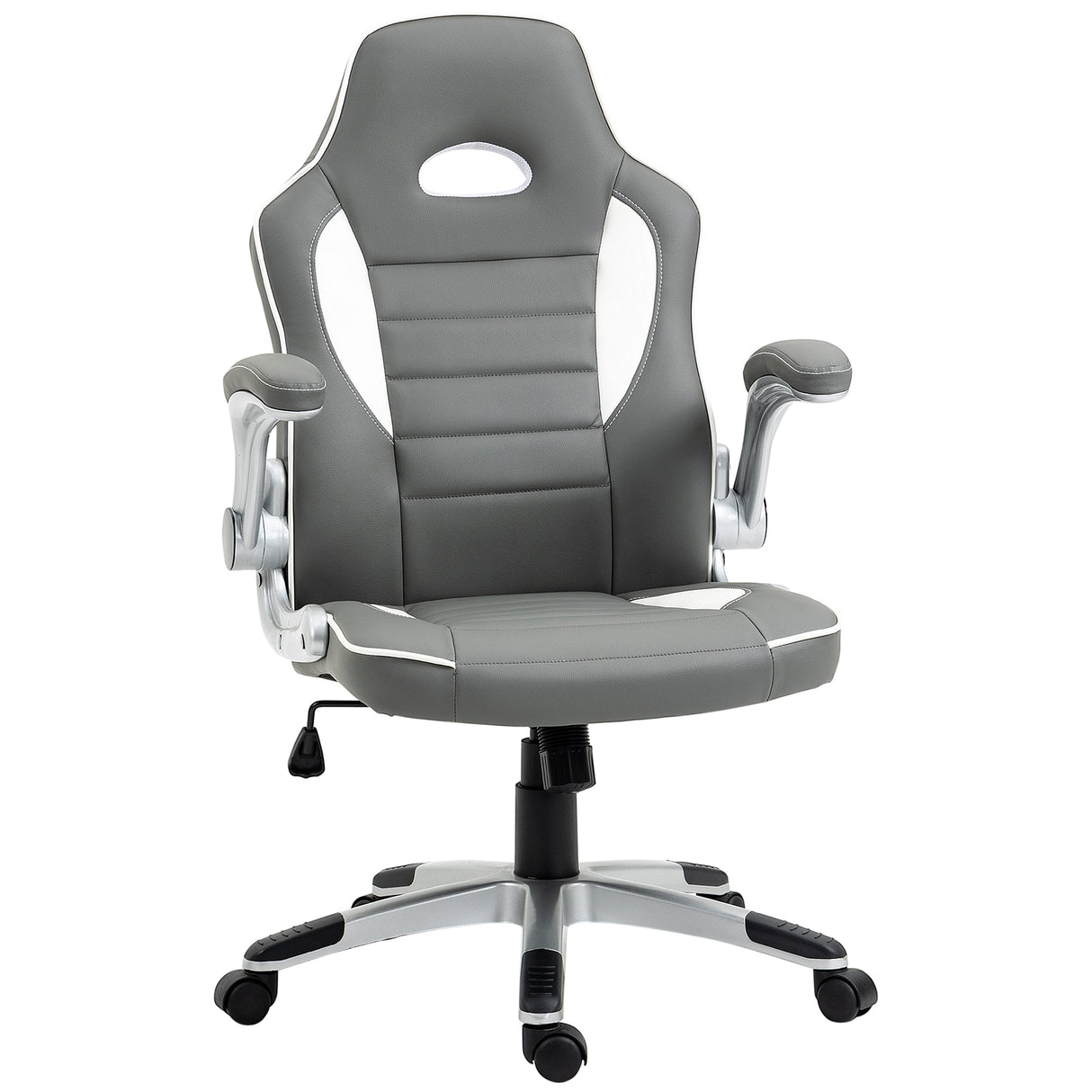 Faux Leather Gaming Chair 65cm Wide With Flip-up Armrest - Velmora