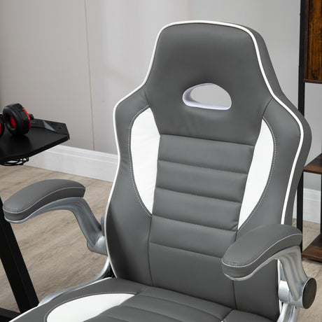 Faux Leather Gaming Chair 65cm Wide With Flip-up Armrest - Velmora