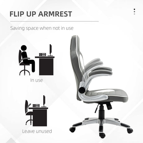 Faux Leather Gaming Chair 65cm Wide With Flip-up Armrest - Velmora