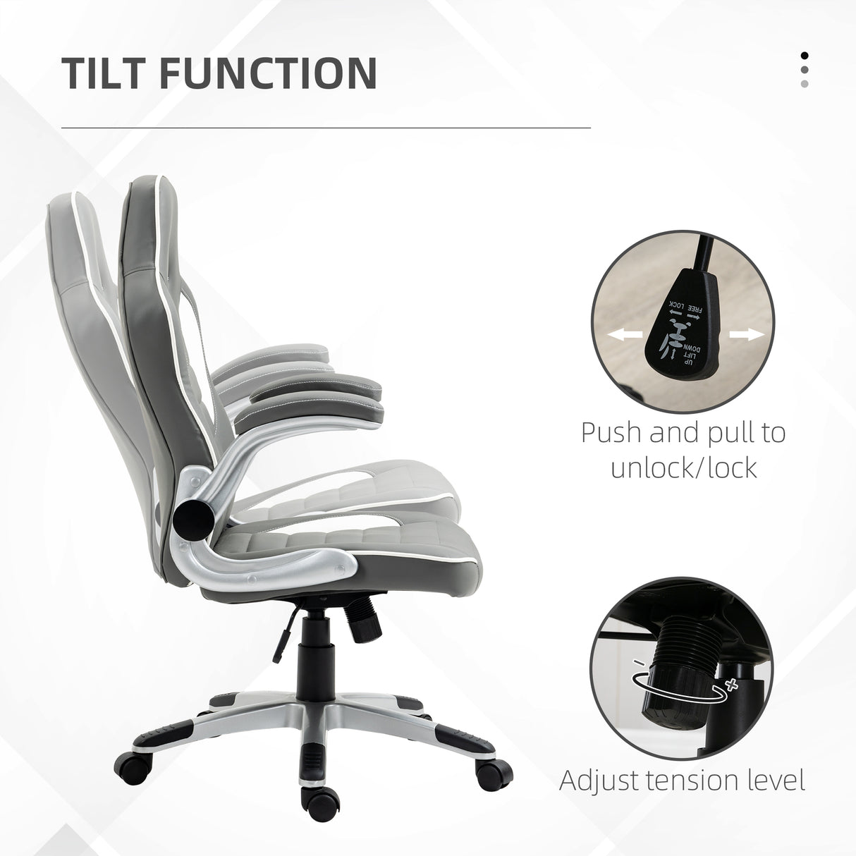 Faux Leather Gaming Chair 65cm Wide With Flip-up Armrest - Velmora