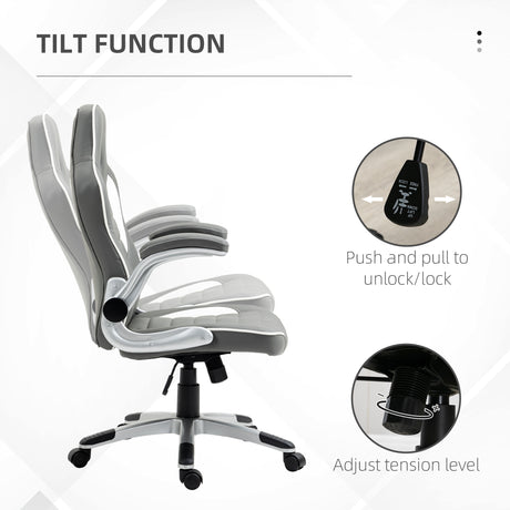 Faux Leather Gaming Chair 65cm Wide With Flip-up Armrest - Velmora