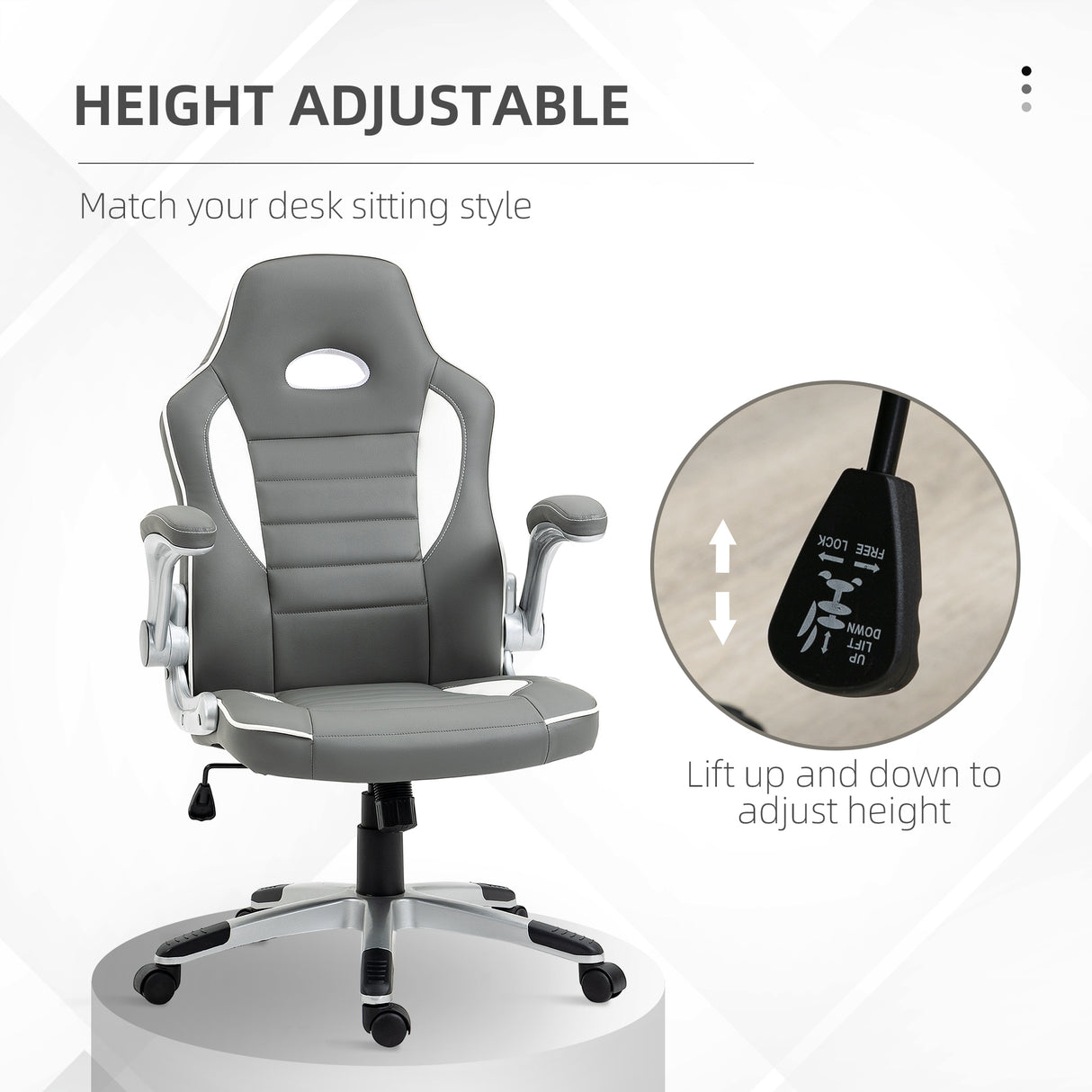 Faux Leather Gaming Chair 65cm Wide With Flip-up Armrest - Velmora
