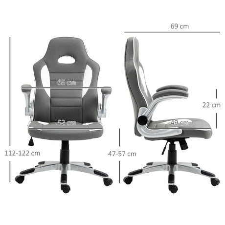 Faux Leather Gaming Chair 65cm Wide With Flip-up Armrest - Velmora