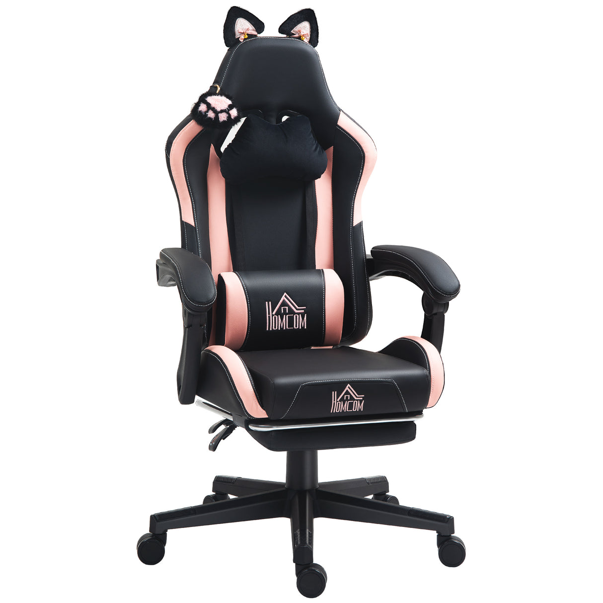 Faux Leather Gaming Chair 65cm Wide With Footrest - Velmora