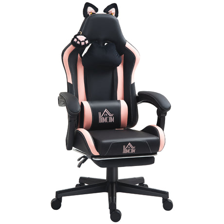 Faux Leather Gaming Chair 65cm Wide With Footrest - Velmora