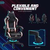 Faux Leather Gaming Chair 65cm Wide With Footrest - Velmora