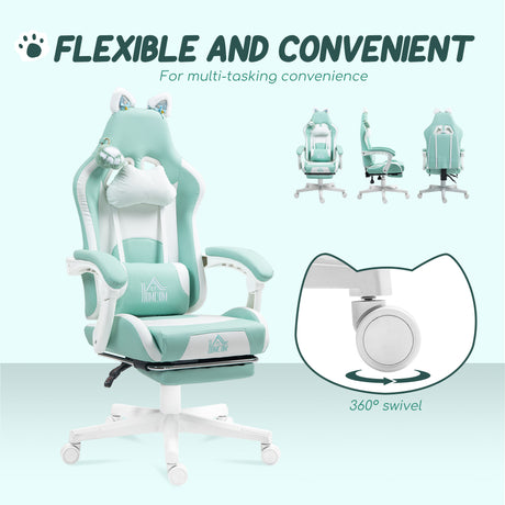 Faux Leather Gaming Chair 65cm Wide With Footrest - Velmora