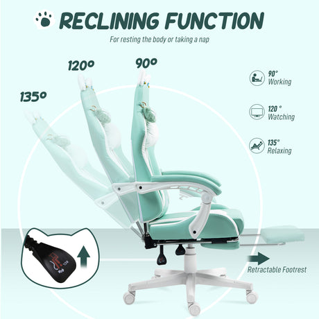 Faux Leather Gaming Chair 65cm Wide With Footrest - Velmora
