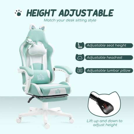 Faux Leather Gaming Chair 65cm Wide With Footrest - Velmora